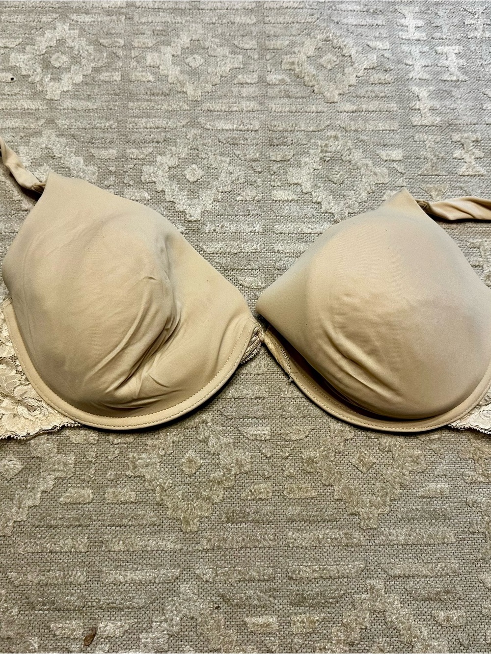 Beige Lace-Trim T-Shirt Nursing Bra